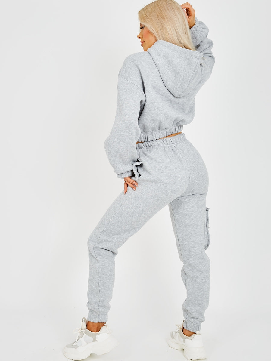 Fleeced Cropped Hoodie & Jogger Co-ord