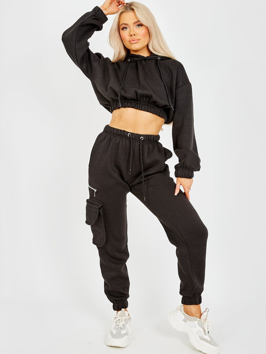 Fleeced Cropped Hoodie & Jogger Co-ord