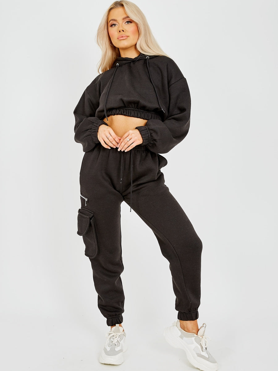 Fleeced Cropped Hoodie & Jogger Co-ord