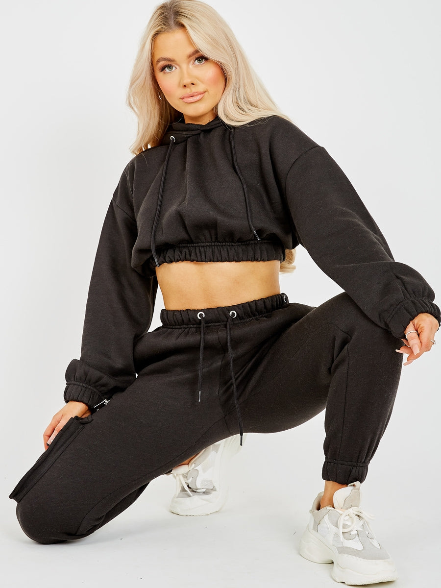 Fleeced Cropped Hoodie & Jogger Co-ord