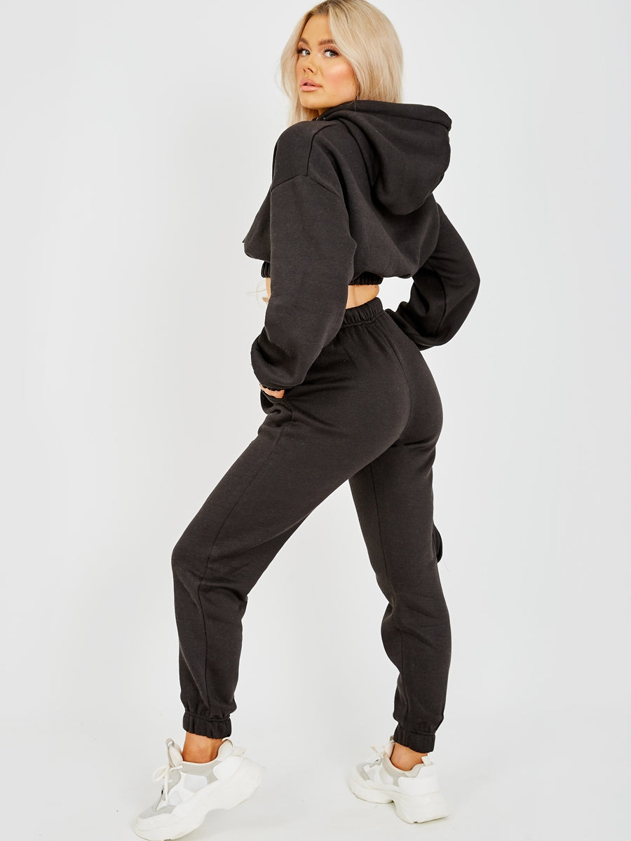 Fleeced Cropped Hoodie & Jogger Co-ord