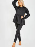 Peplum Frill Hooded Fleece Co-ord