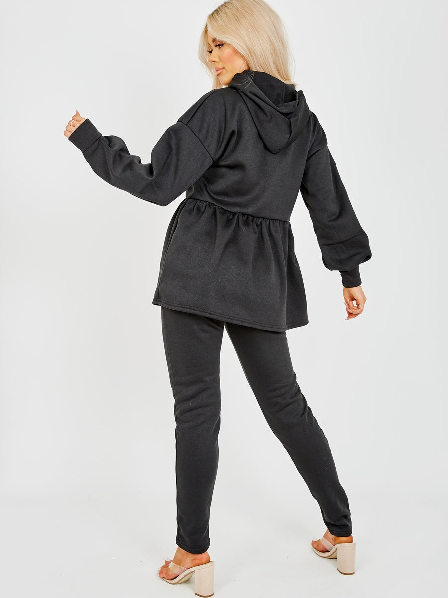 Peplum Frill Hooded Fleece Co-ord
