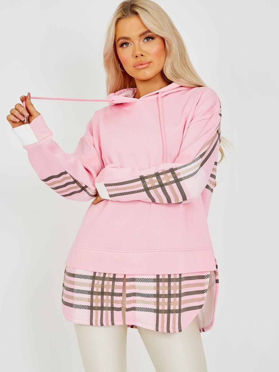 Check Detail Fleece Hoodie