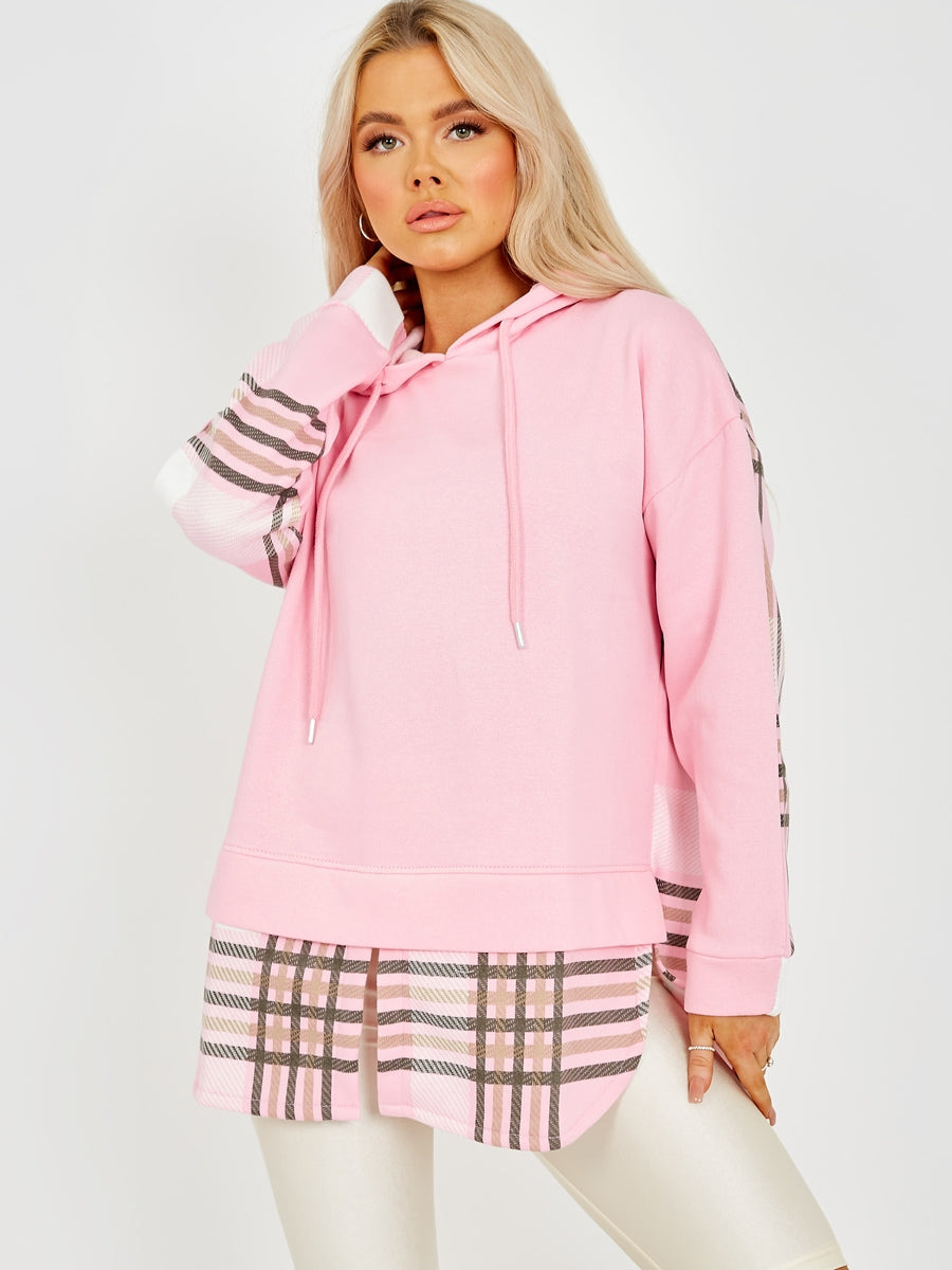 Check Detail Fleece Hoodie