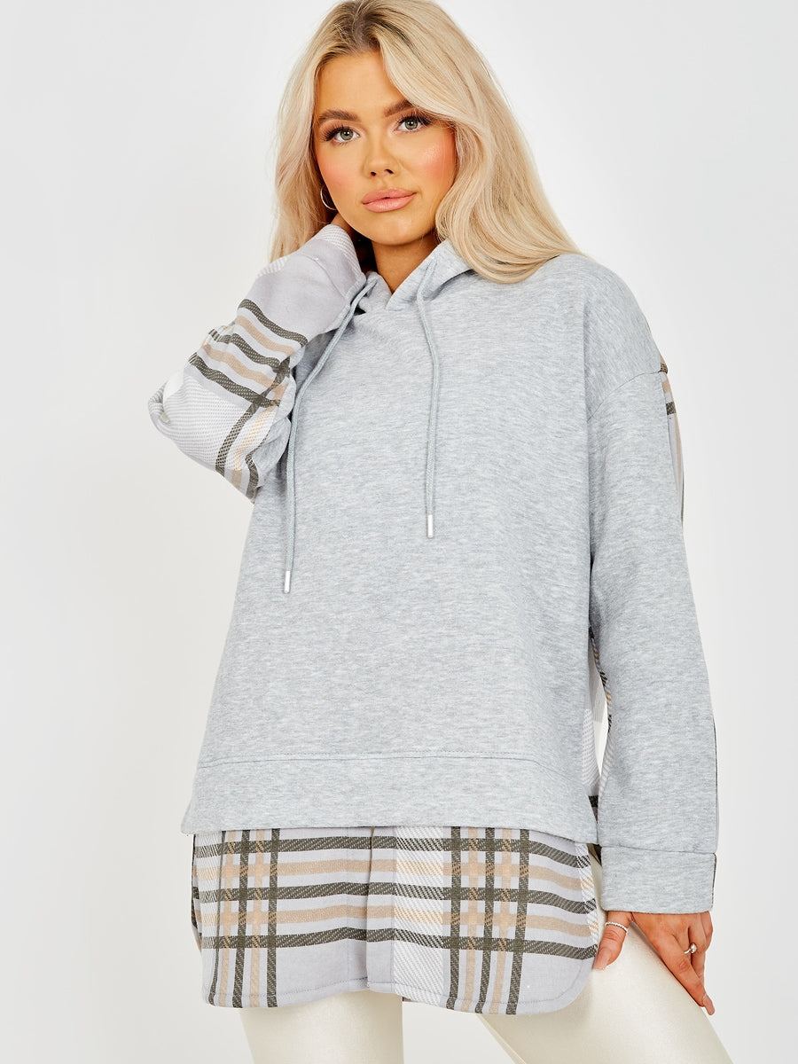 Check Detail Fleece Hoodie