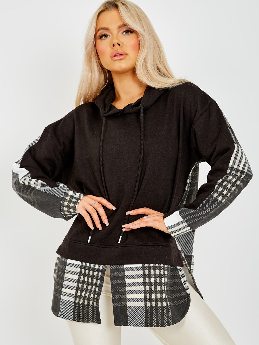 Check Detail Fleece Hoodie
