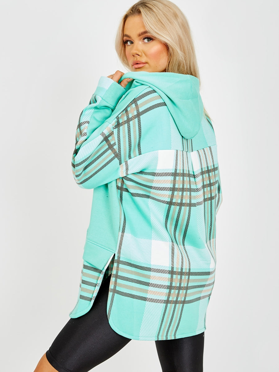 Check Detail Fleece Hoodie