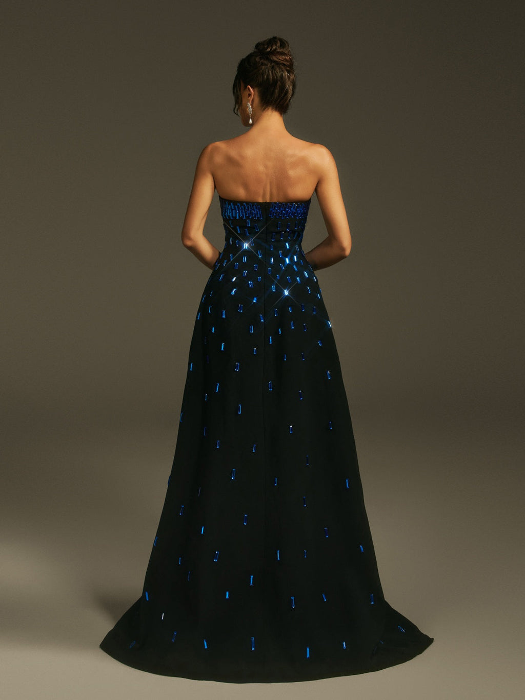 Leimomi Strapless Crystal Maxi Dress