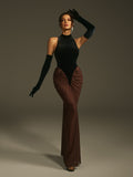 Lenore Halterneck Velvet Maxi Dress With Gloves