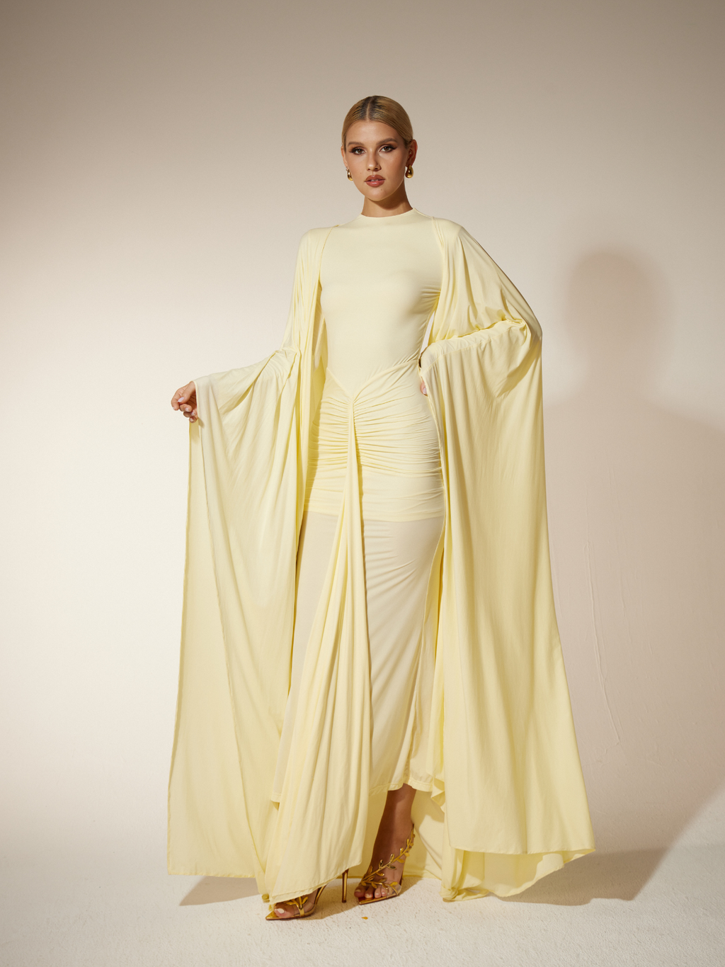 Louriz Shawl Maxi Dress In Yellow