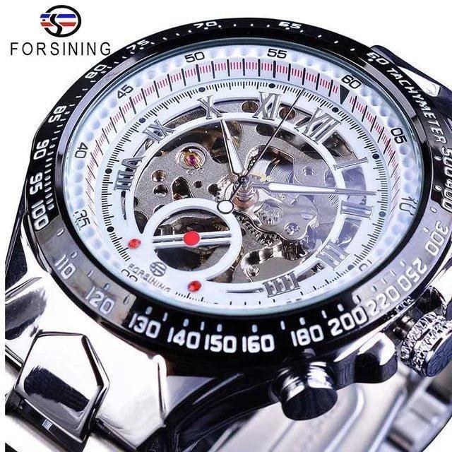 Luxury Waterproof Skeleton Watch for Men - Mechanical Hand Wind Design, Elegant Style
