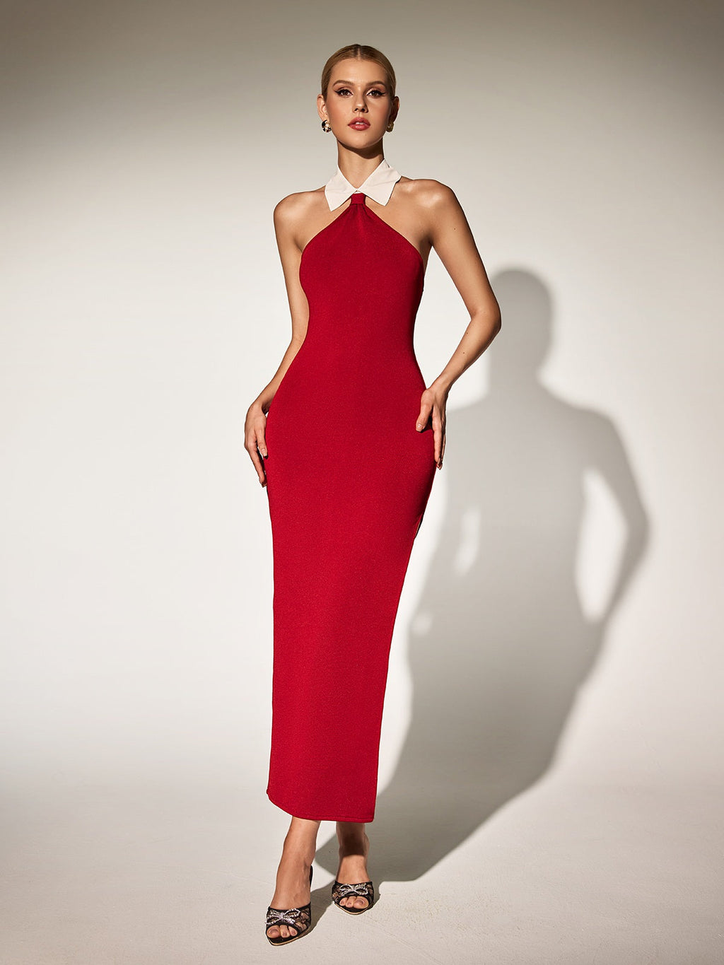 Lyrxel Halterneck Split Bandage Maxi Dress