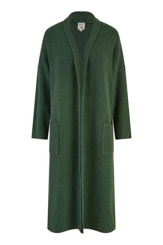 Yumi Green Knitted Maxi Cardigan With Pockets