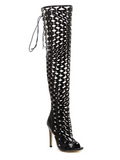 Maison Lace Up Net Hollow Boots