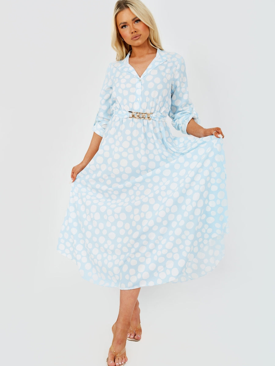 Chain Detail Circle Print Maxi Dress