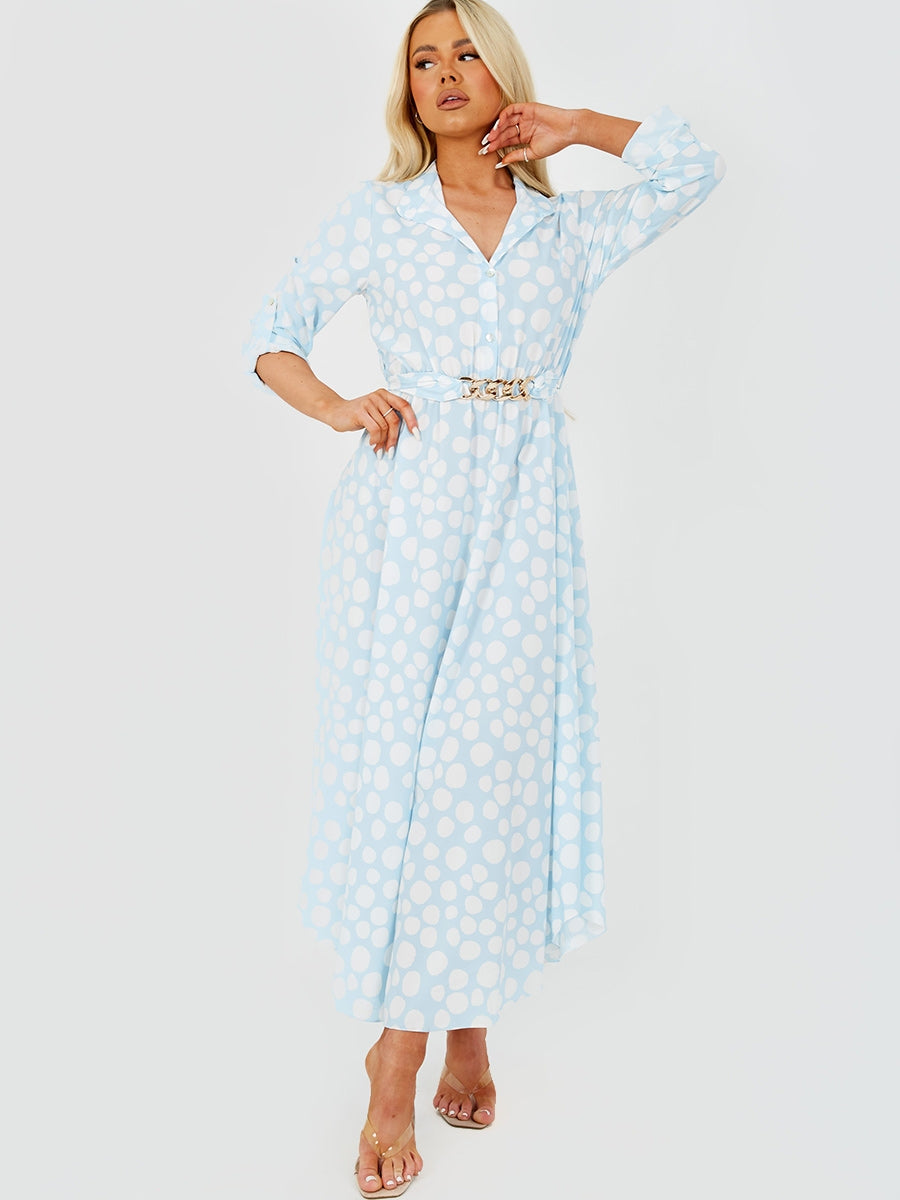 Chain Detail Circle Print Maxi Dress