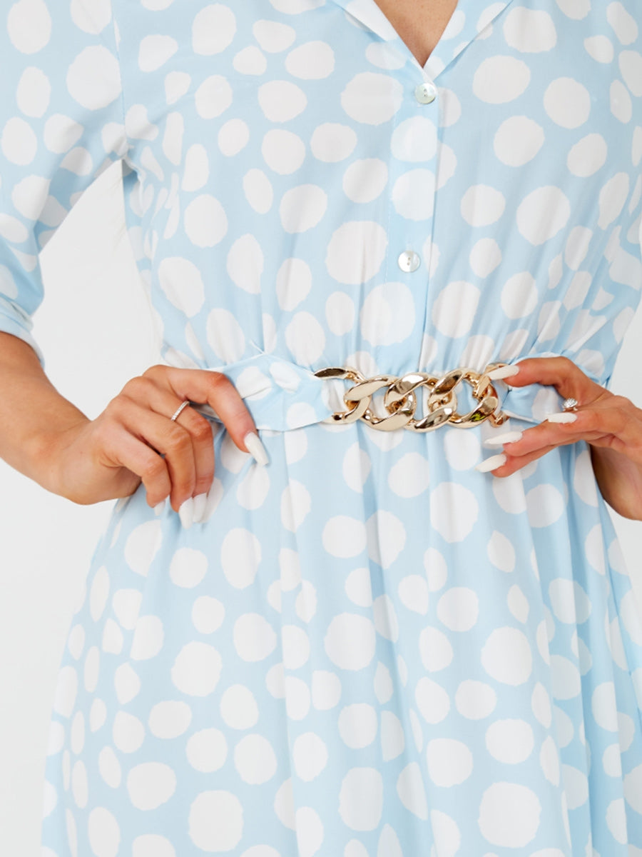 Chain Detail Circle Print Maxi Dress