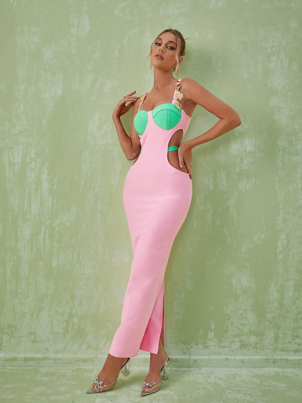 Margaux Embellished Cutout Maxi Dress In Pink