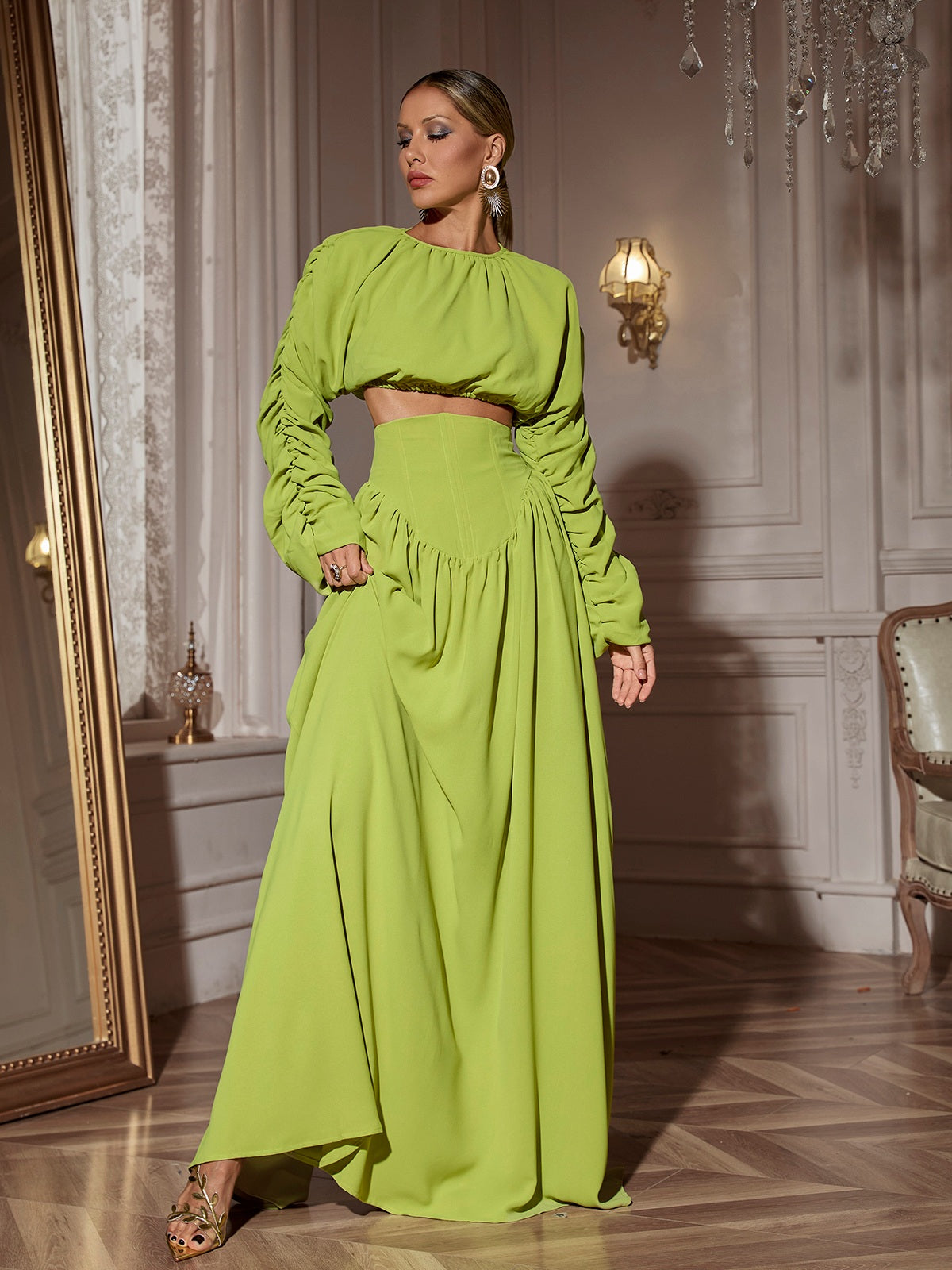 Mokgadi Long Sleeve Ruched Skirt Set