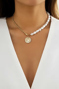 Multi-Layer Pearl & Coin Necklace for Women