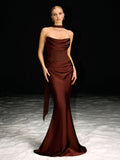 Navarra Strapless Scarf Ruched Maxi Dress