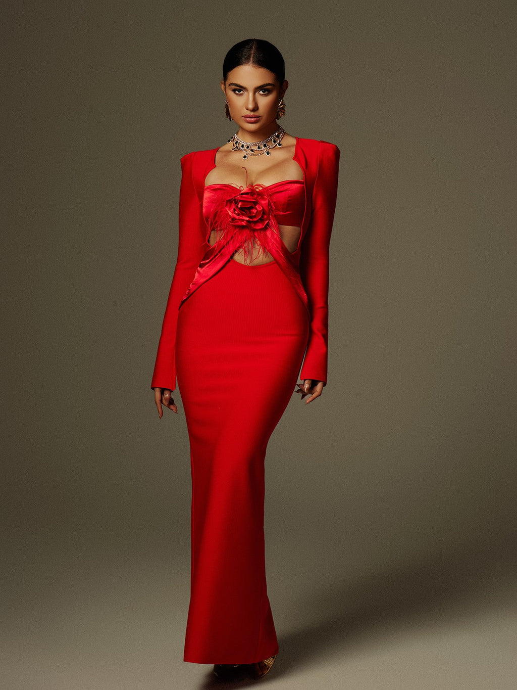 Ngaio Flower Fringe Bandage Maxi Dress