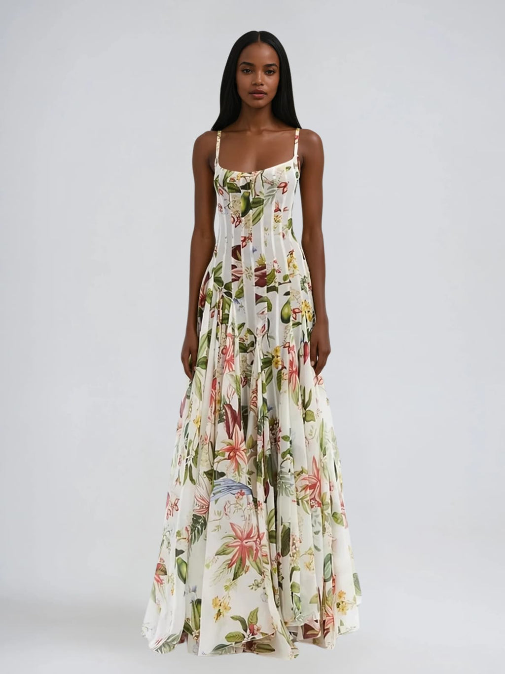 Niran U Neck Floral Maxi Dress