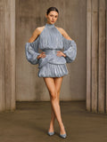 Novera Halterneck Ruched Bubble Mini Dress