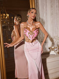 Nyrax Halterneck Chain Triangle Armor Top In Pink
