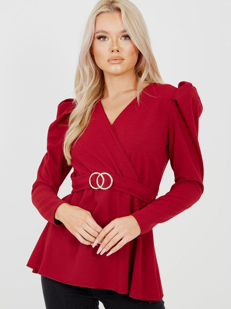 Double Ring Wrap Front Belted Top