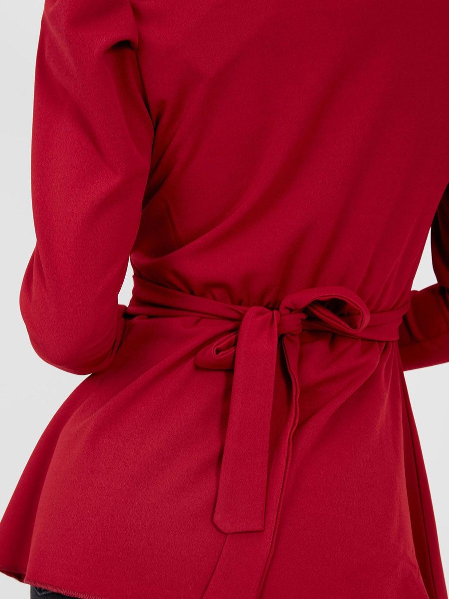Double Ring Wrap Front Belted Top