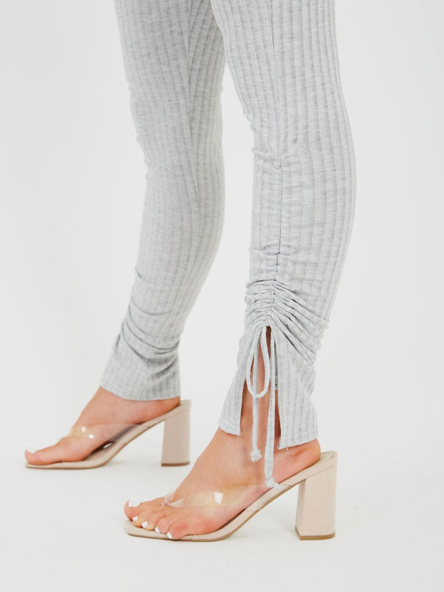 Double Ruched Crop Top & Trouser Ribbed Co-ord