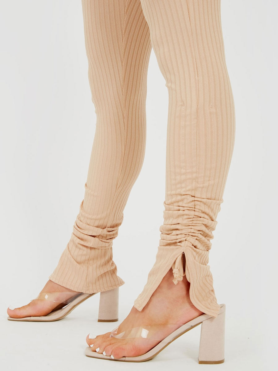 Double Ruched Crop Top & Trouser Ribbed Co-ord
