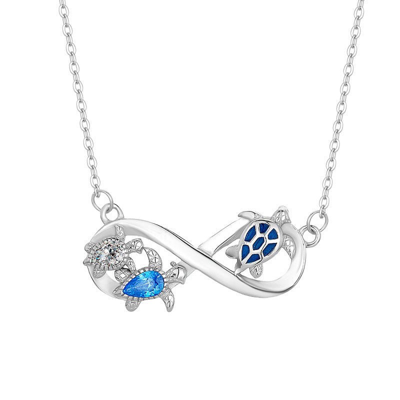 Ocean Style Blue Opal Turtle Pendant Necklace