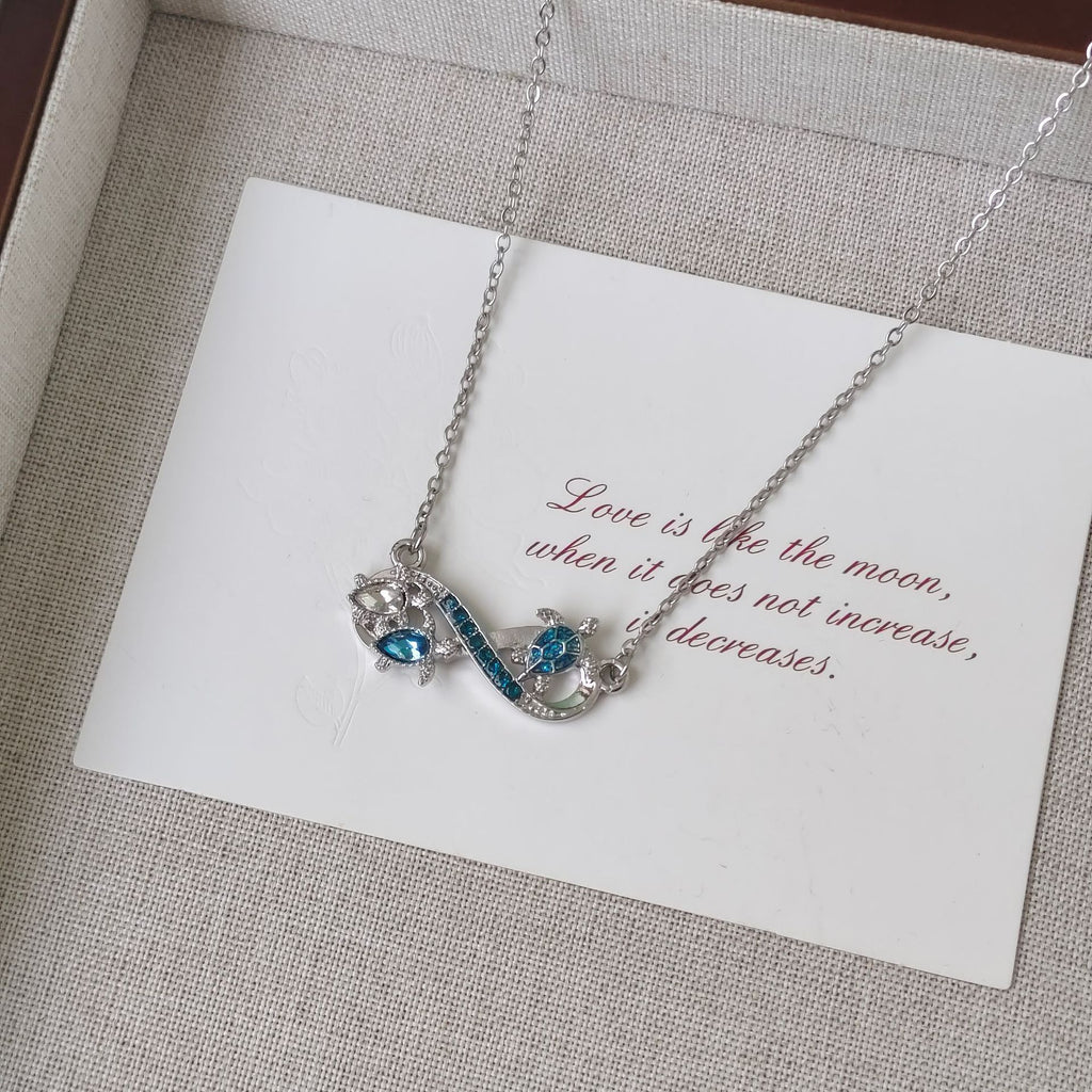 Ocean Style Blue Opal Turtle Pendant Necklace