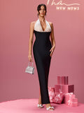 Olyndar Halterneck Split Maxi Dress