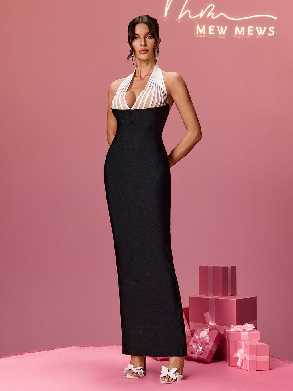Olyndar Halterneck Split Maxi Dress