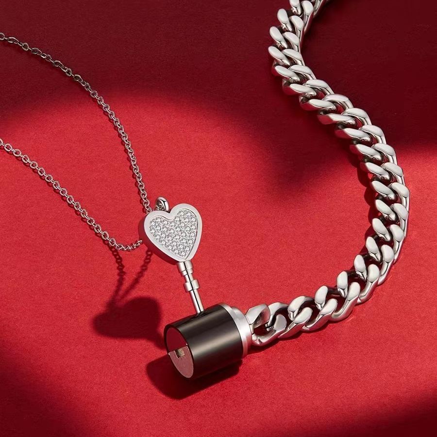 One Lock Love Couple Bracelet & Necklace Set