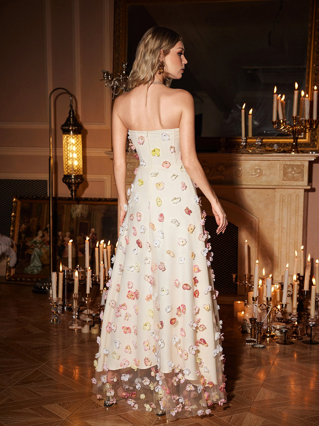 Orli Strapless Flower Maxi Dress