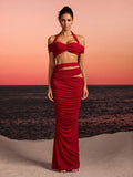 Paelyth Off Shoulder Cutout Ruched Skirt Set