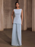 Pavixor Sleeveless Pleated Skirt Set