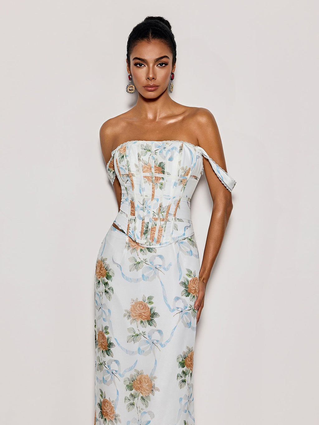Pheron Off Shoulder Floral Maxi Dress