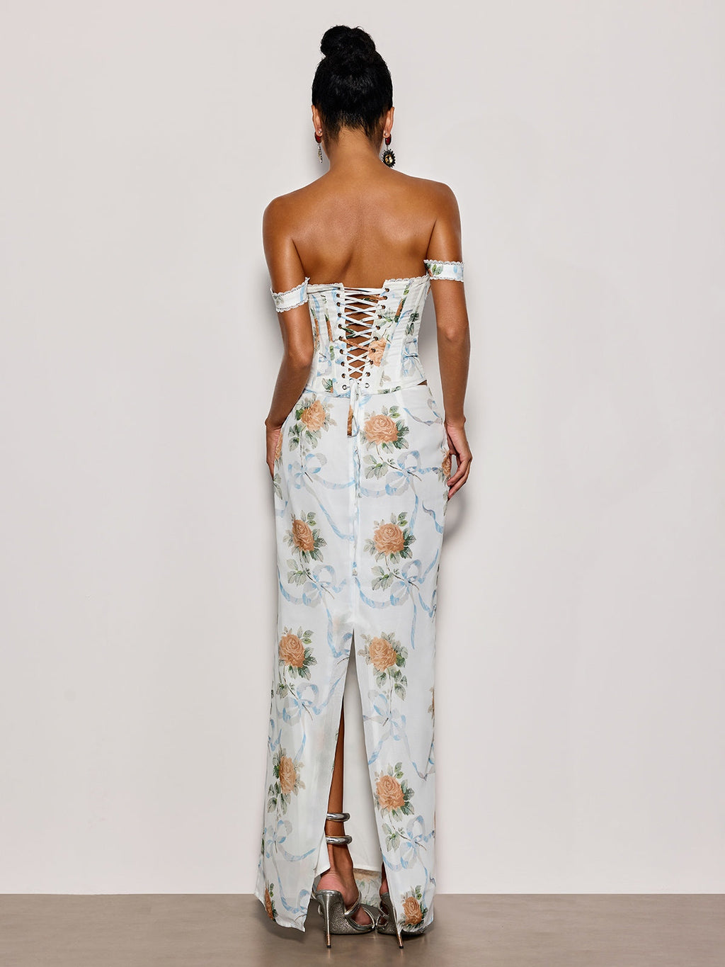 Pheron Off Shoulder Floral Maxi Dress