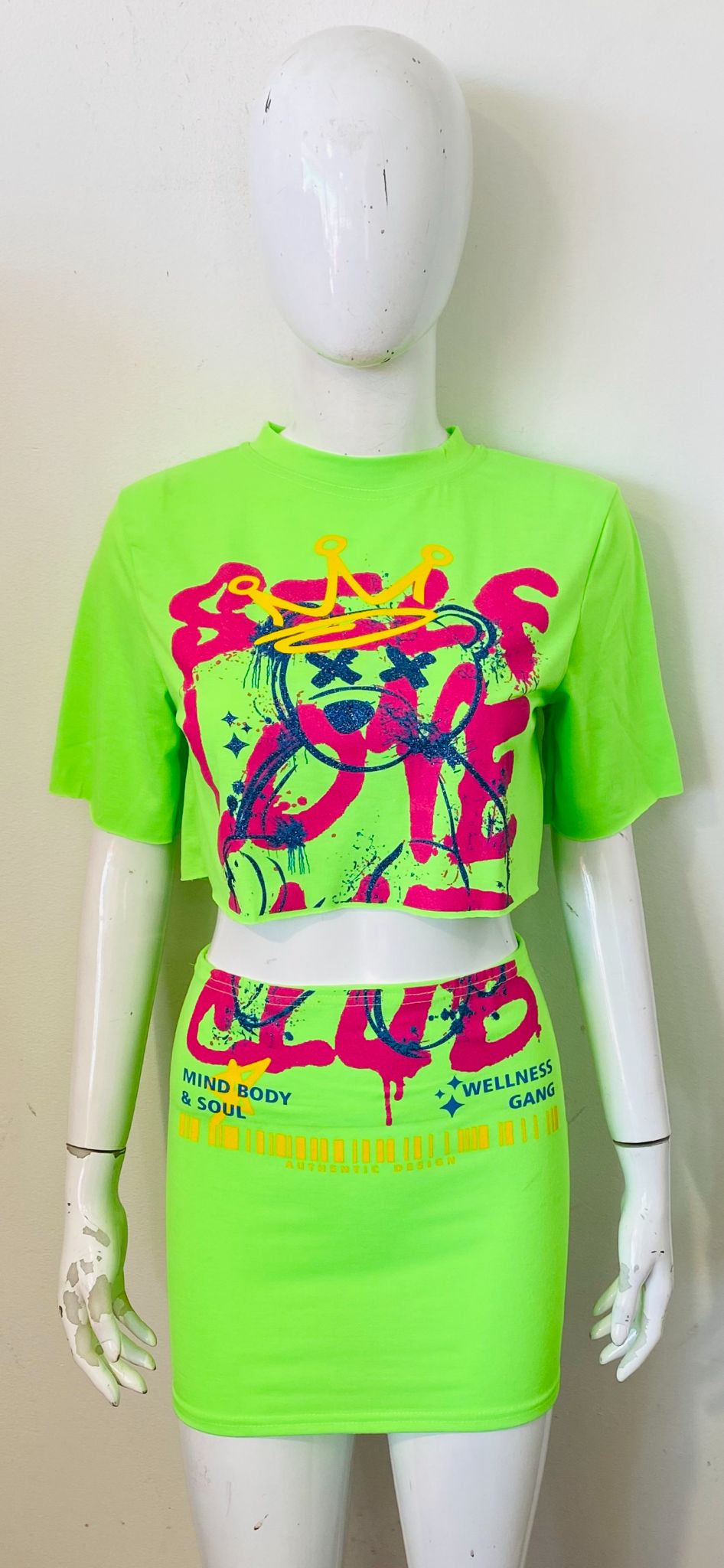 Self Love Club Graphic Crop Top & Skirt Co-ord