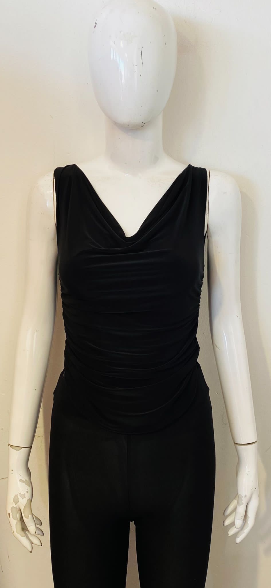 Ruched Cowl Neck Slinky Top