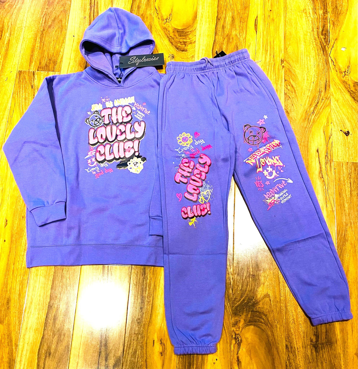 Kids Lovely Club Slogan Fleece Co-ord
