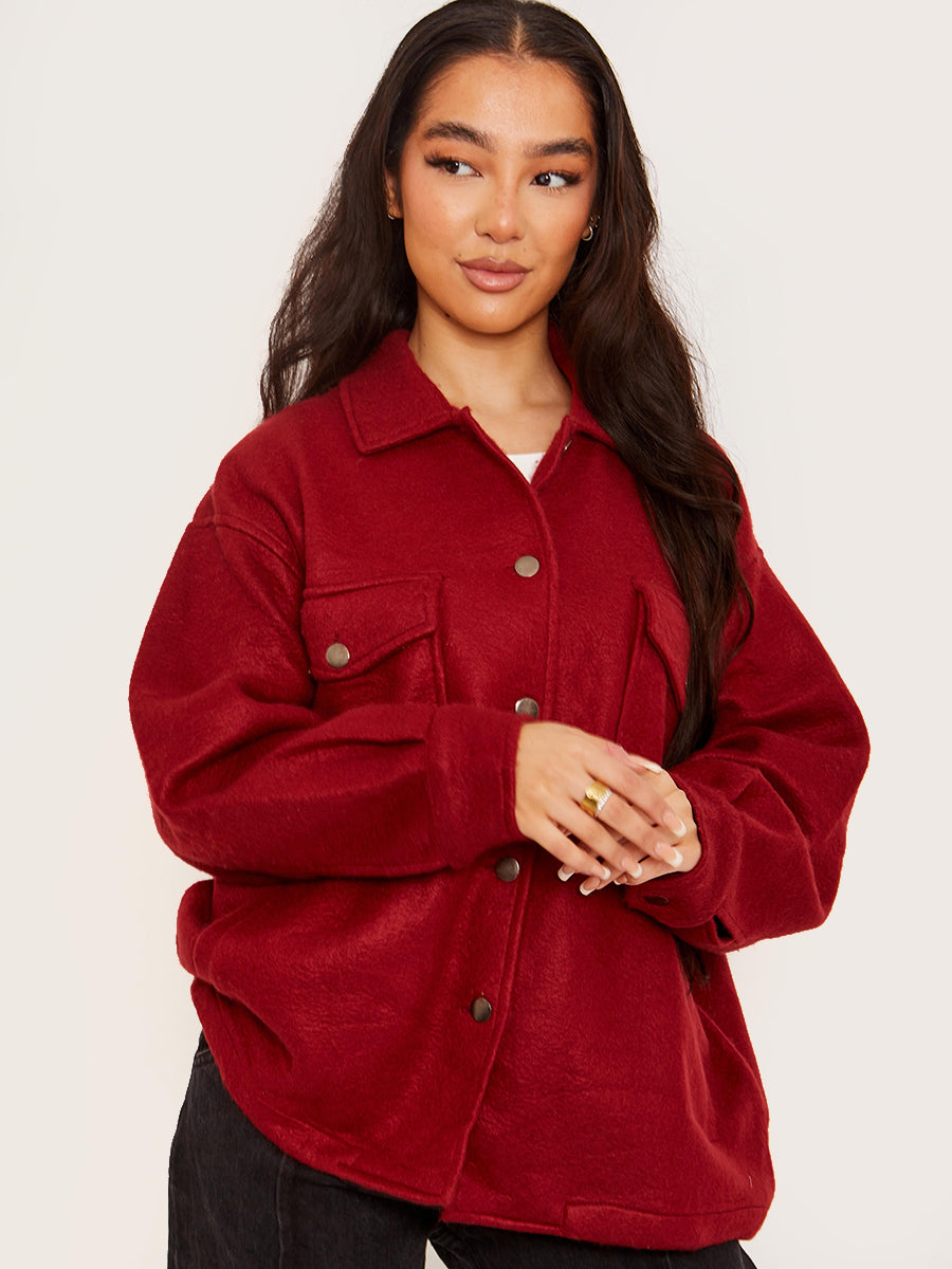 Plain Classic Thick Shirt Jacket Shacket