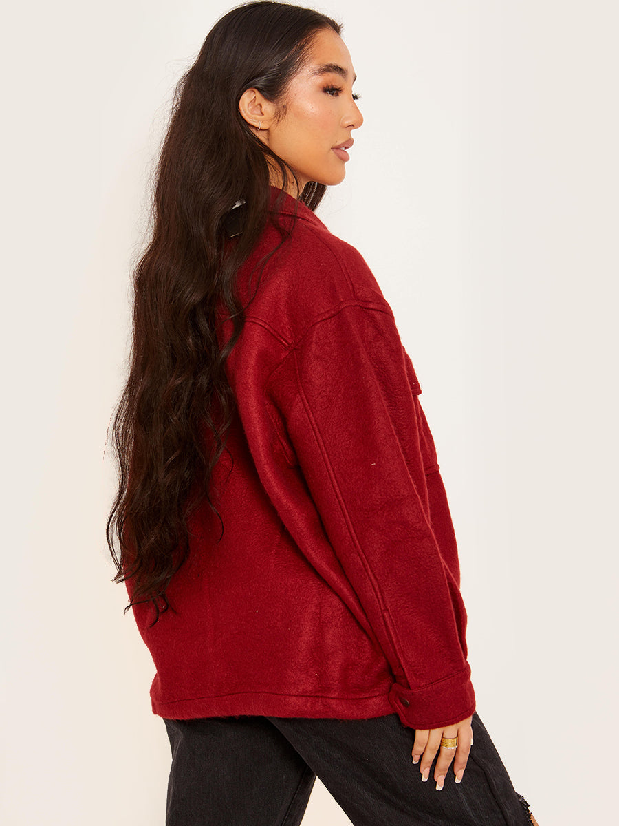 Plain Classic Thick Shirt Jacket Shacket