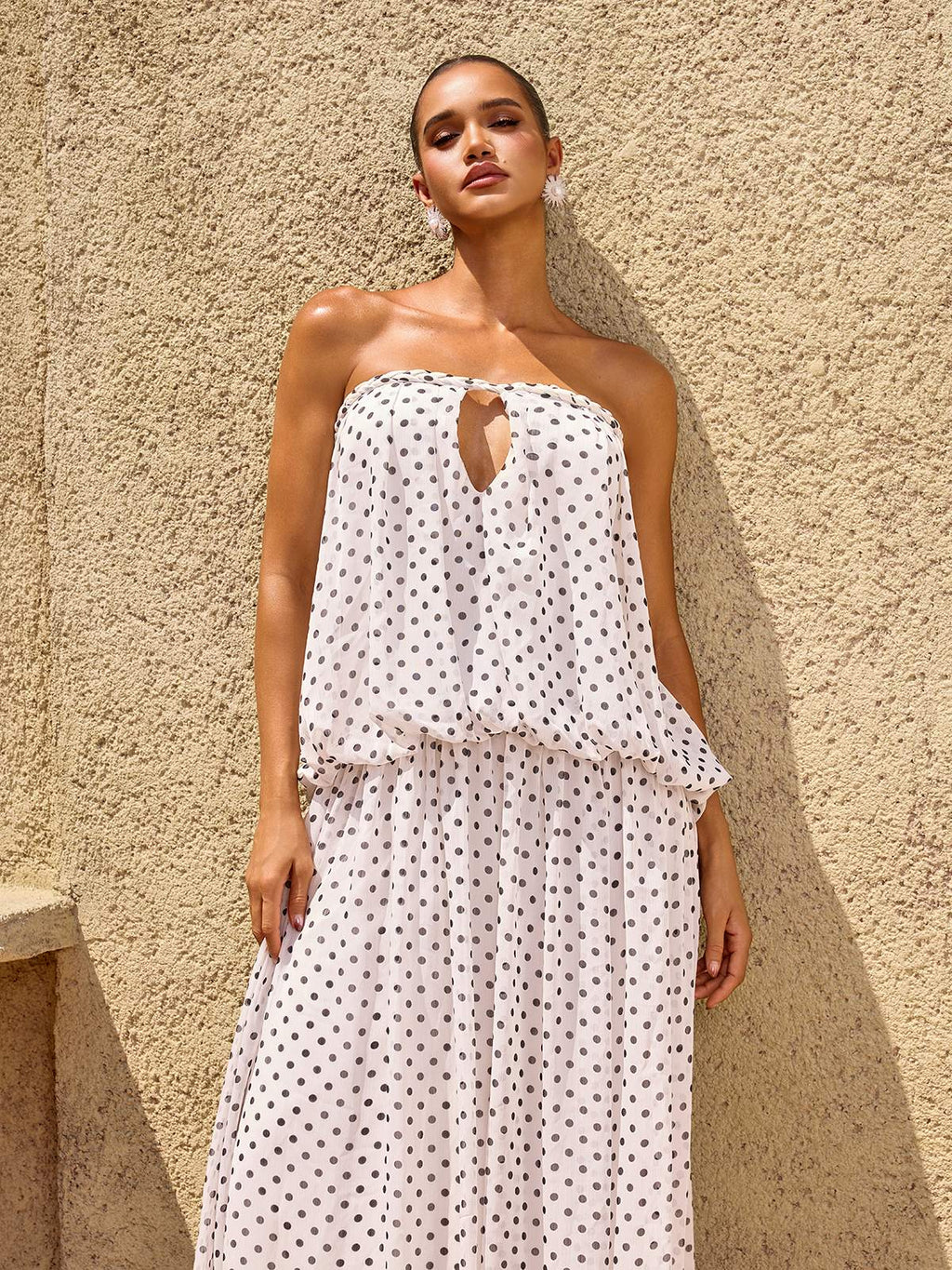 Quorvane Strapless Dot Maxi Dress